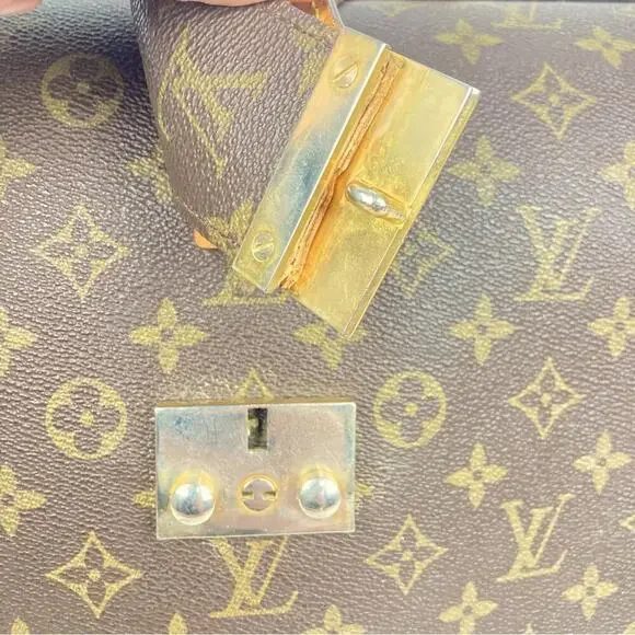 LOUIS VUITTON Monogram Serviette Fermoir Business Bag, Dr’s Briefcase Vintage - Picture 11 of 16